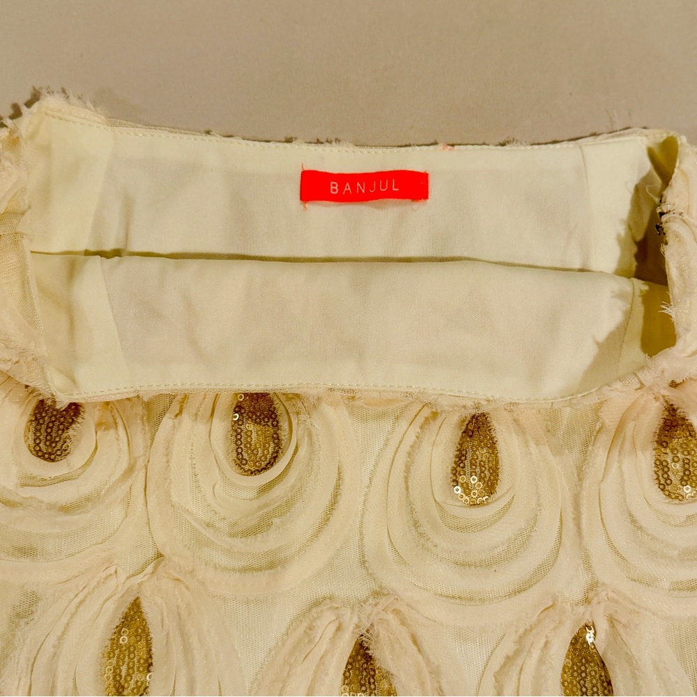 Banjul Cream and Gold Pencil Skirt - Picture 3 of 9